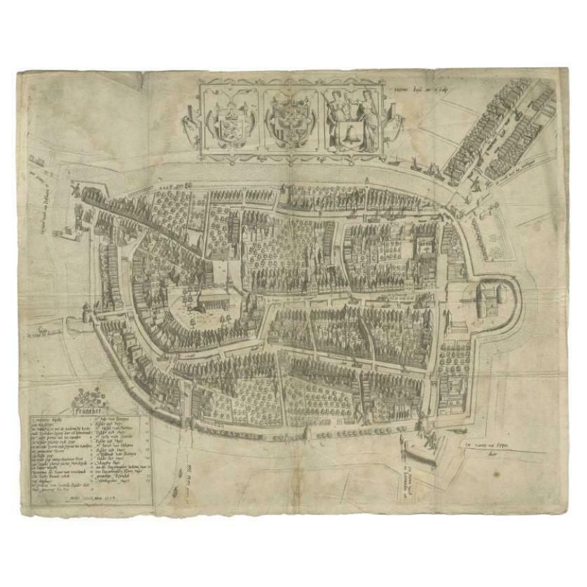Antique Map Of The City Of Franeker By Bast, 1598