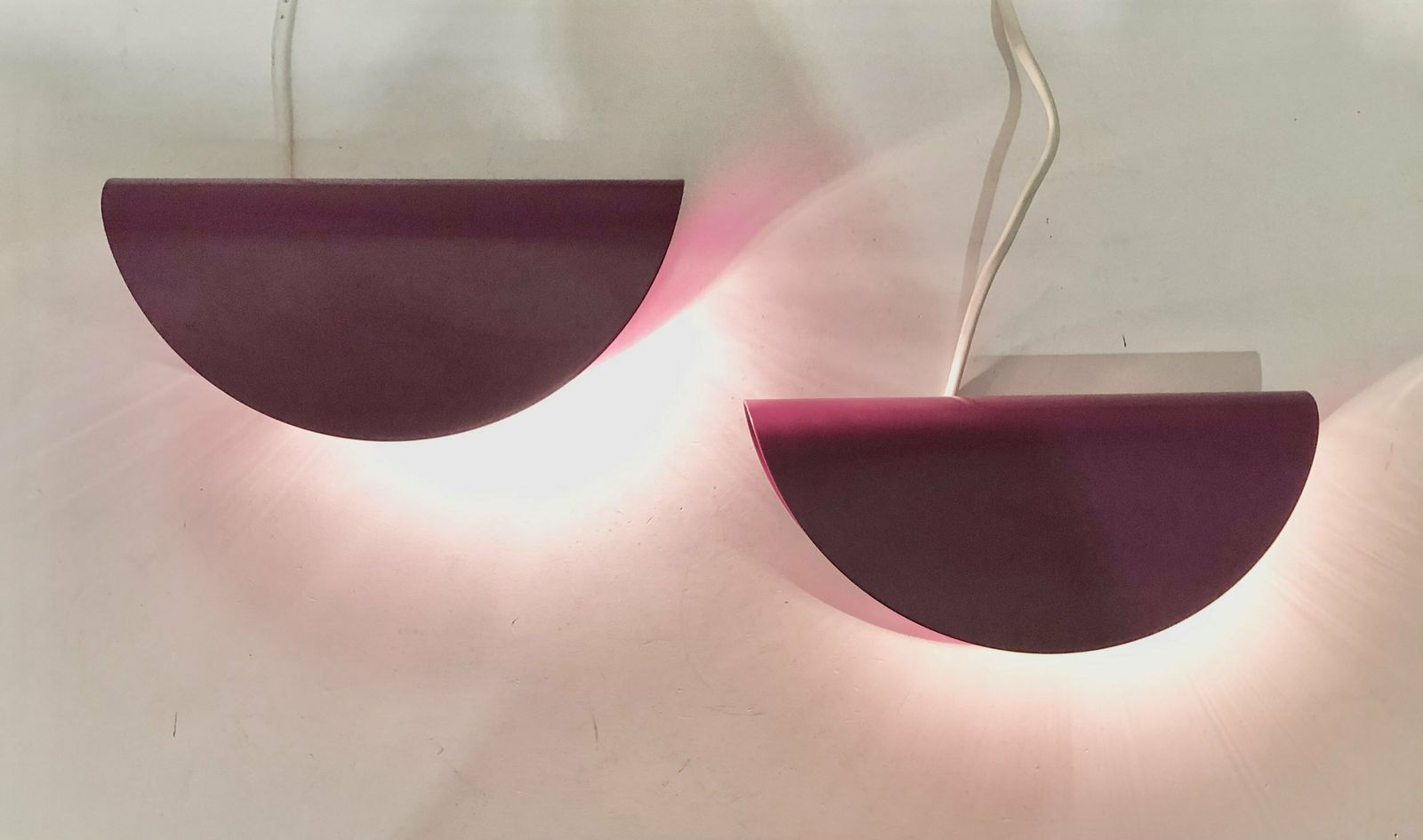 Pair Of Danish Minimalist Vintage Wall Lamps In Purple Painted Metal   Design By Nordlux photo Lighting