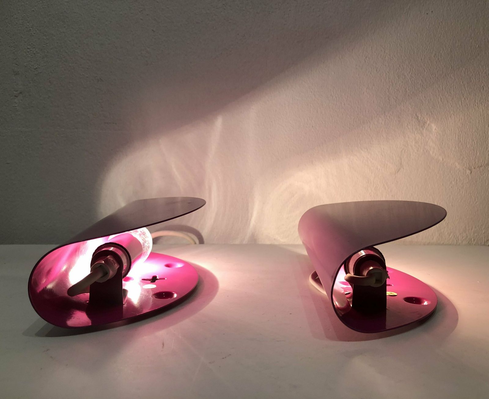 Pair Of Danish Minimalist Vintage Wall Lamps In Purple Painted Metal   Design By Nordlux photo vinterior