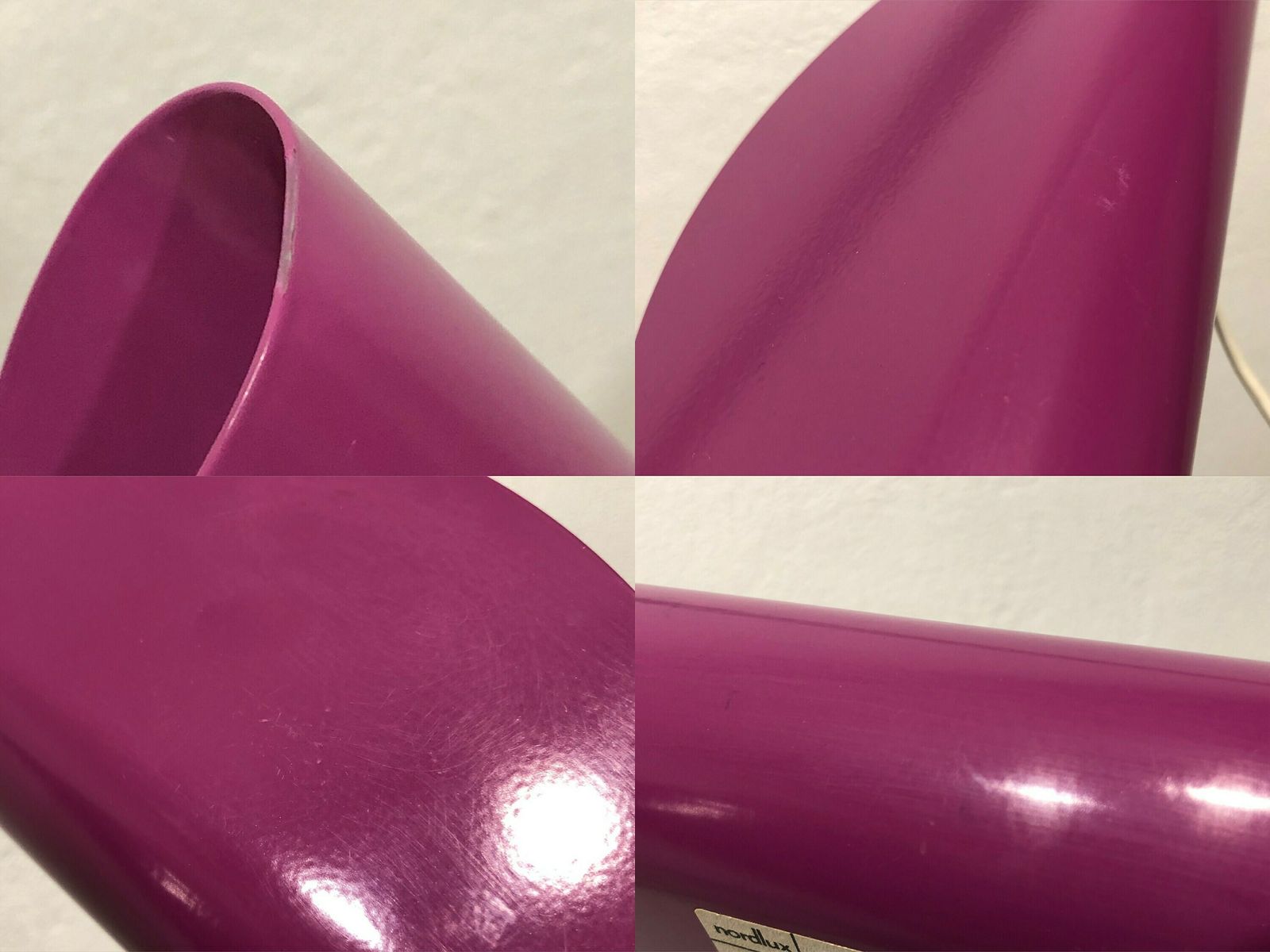 Pair Of Danish Minimalist Vintage Wall Lamps In Purple Painted Metal   Design By Nordlux photo vintage