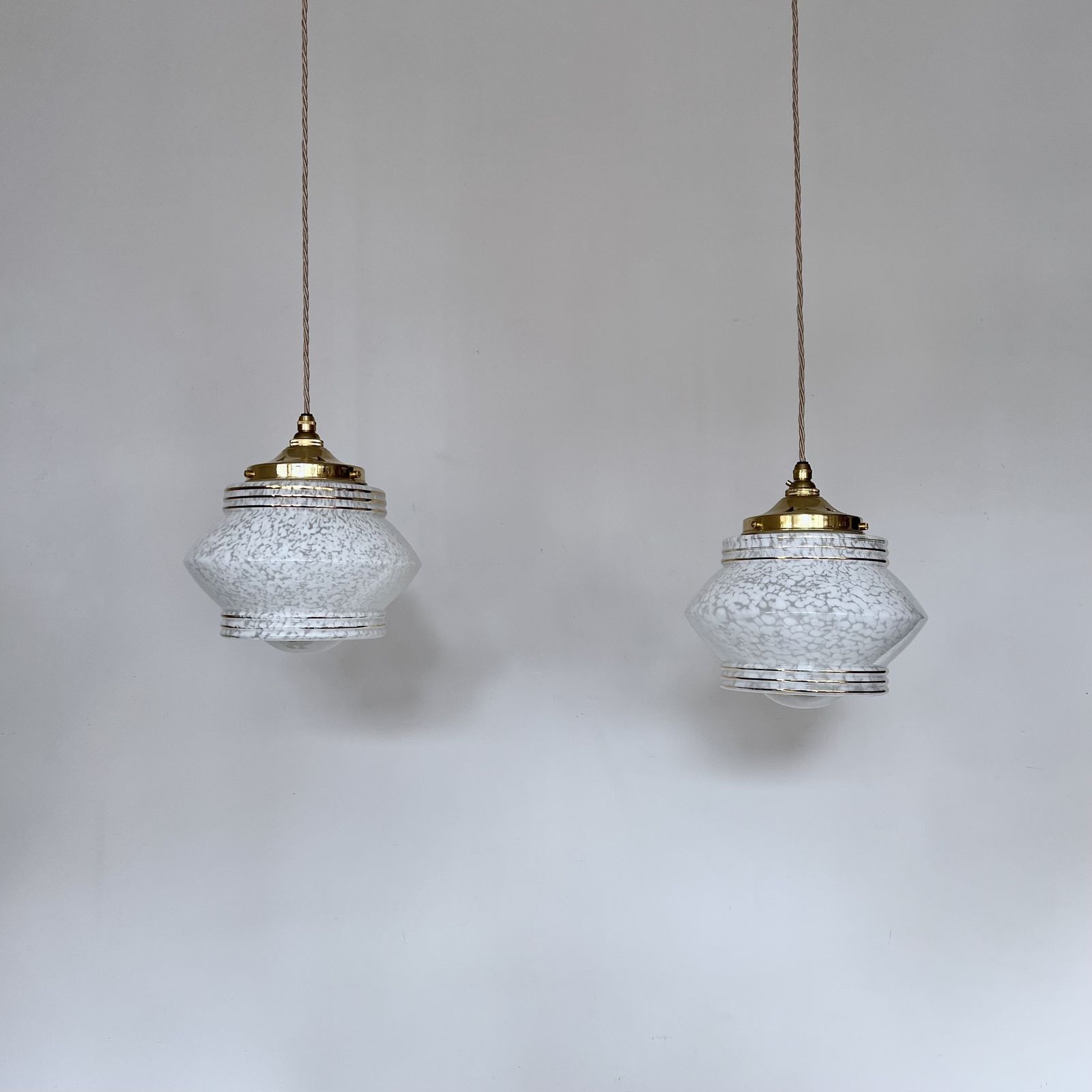 One Mid Century White Clichy Glass Enclosed Shade