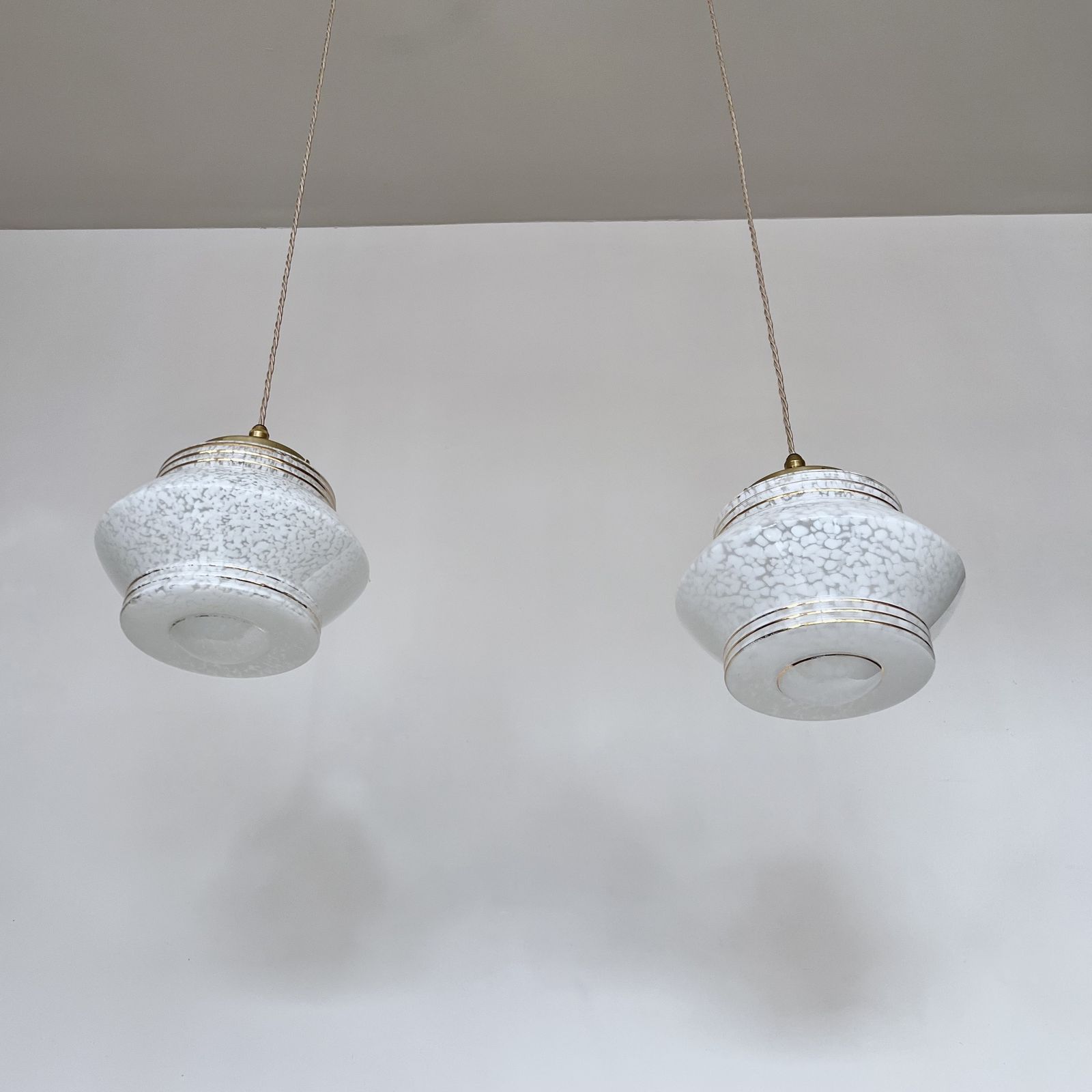 One Mid Century White Clichy Glass Enclosed Shade photo for sale