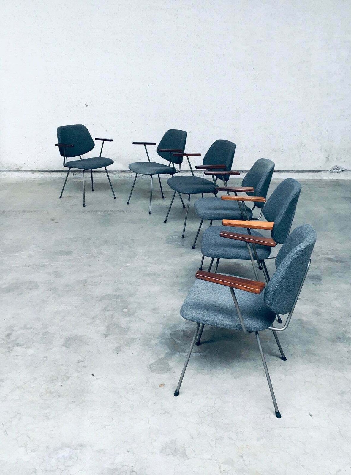 Midcentury Modern Design Office Chair Set By Wim Rietveld For Kembo, Netherlands 1950's photo vintage