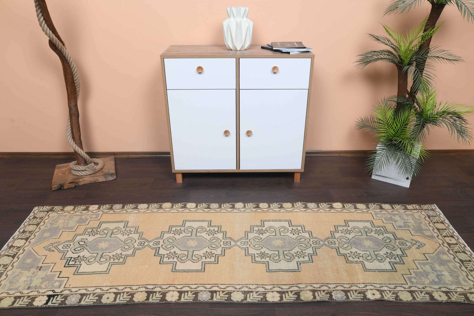 2.6x8.7 Ft Turkish Runner Rug, Vintage Runner Rug, Oushak Runner Rug, Antique Rug, Hallway Rug, 3x9 Runner Rug, Entryway Rug, Kitchen Rug photo furniture