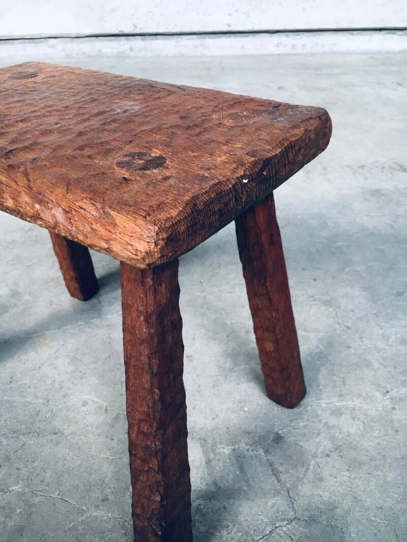 photo furniture Handgesneden Massief Eiken Kruk Of Bijzettafel