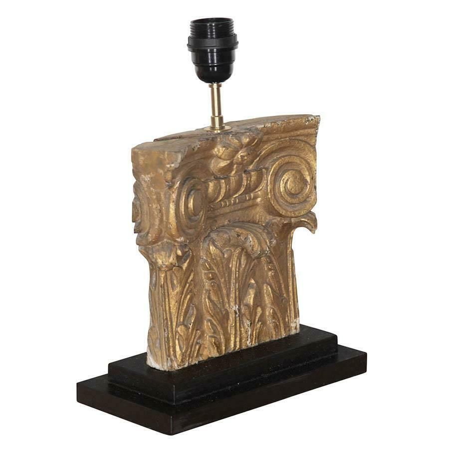 Pair Of 18th Century Carved Wooden Capitals Converted To Lamps photo furniture