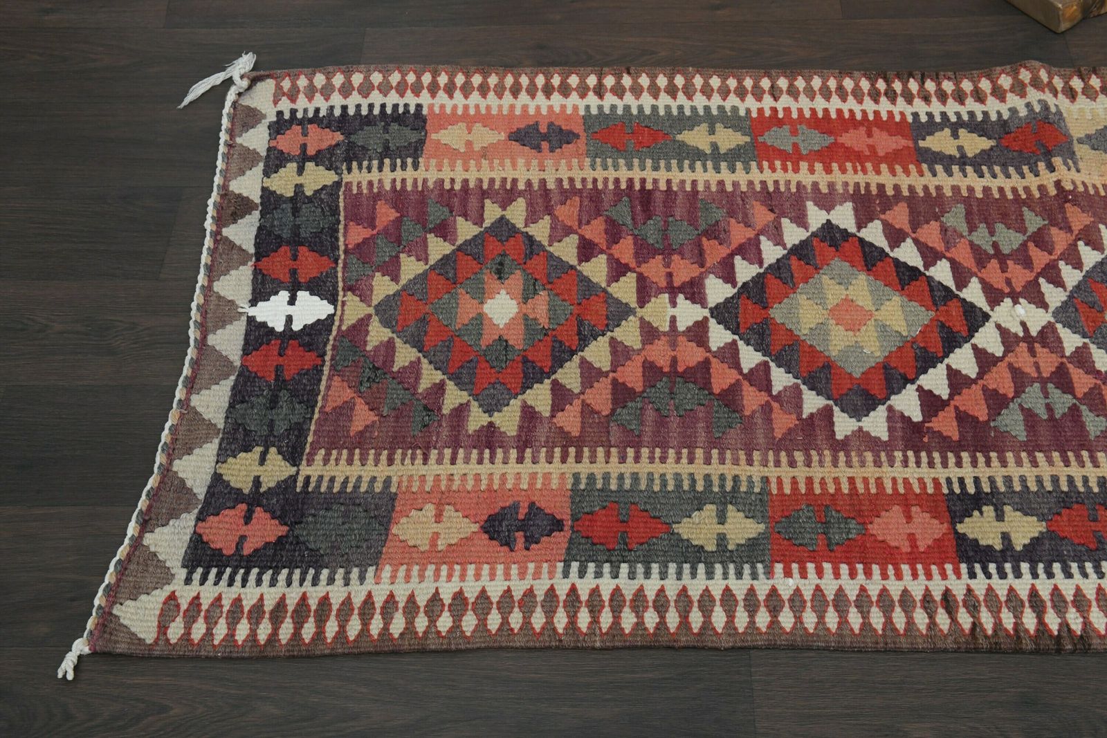 3x14 Puple Beige Turkish Rug, Handmade Vintage Wool Rug, Oushak Runner, 3x14 Runner Rug, Kitchen Rug, Hallway Rug, Antique Rug, 2.9x14.0 Ft photo Textiles