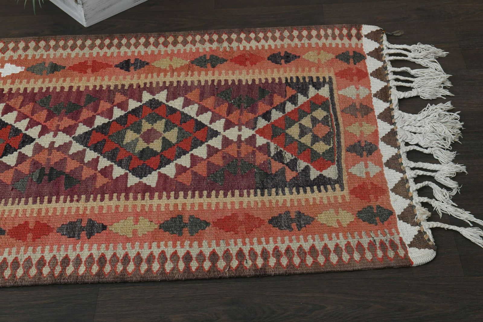 3x14 Puple Beige Turkish Rug, Handmade Vintage Wool Rug, Oushak Runner, 3x14 Runner Rug, Kitchen Rug, Hallway Rug, Antique Rug, 2.9x14.0 Ft photo vinterior