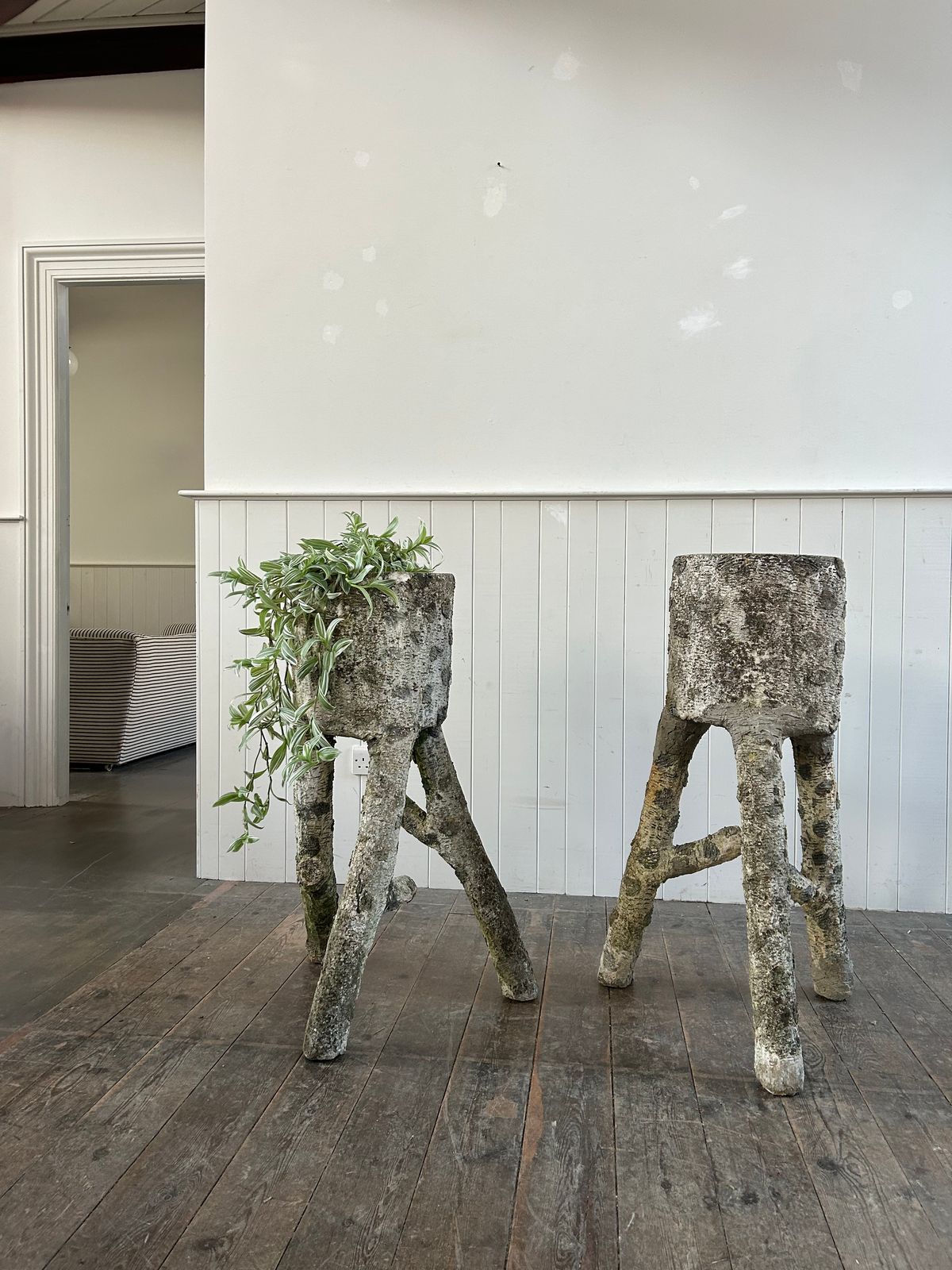 Large Pair Of 1950s Faux Bois Planters photo furniture