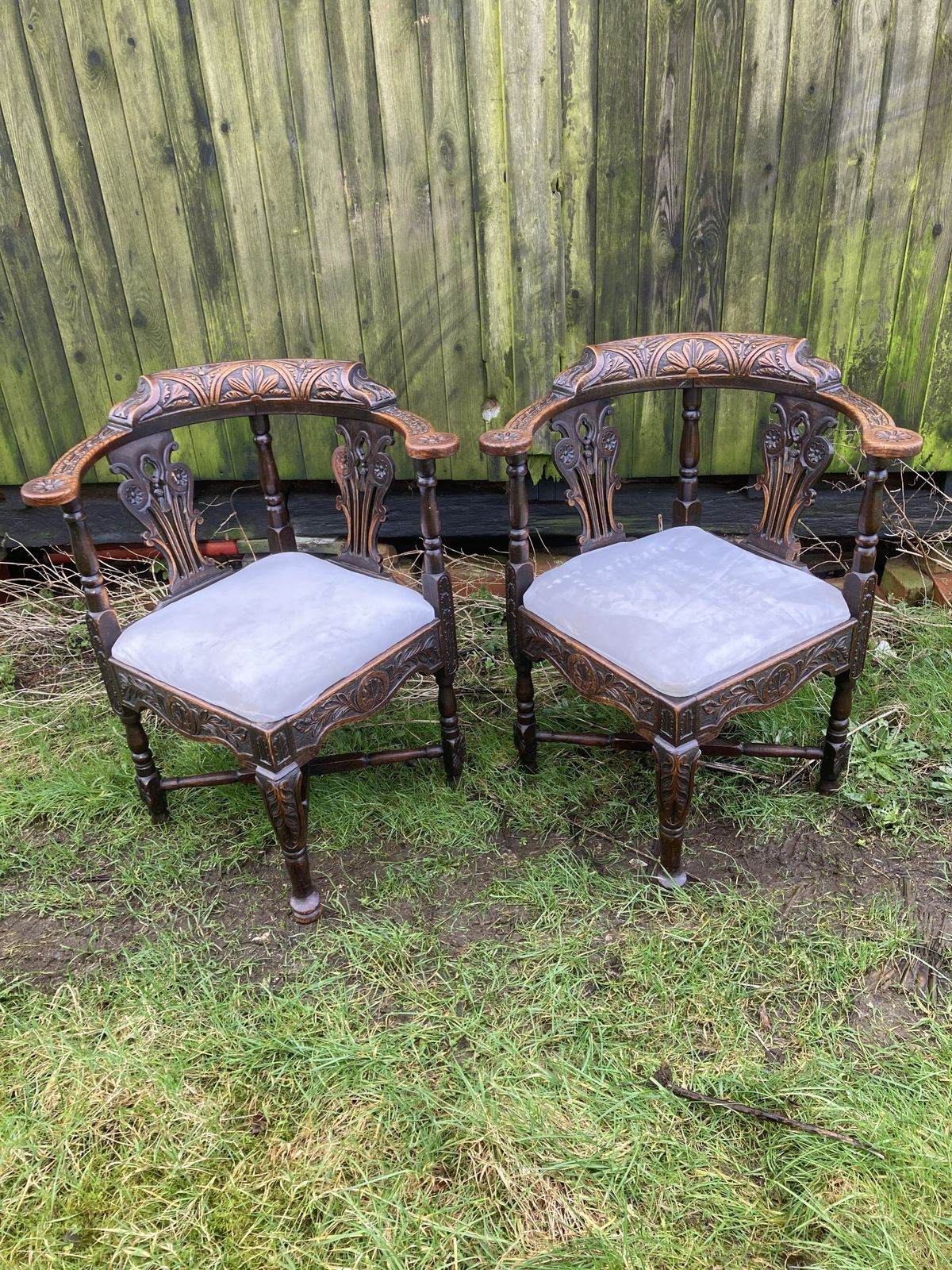 Pair Of Victorian Carved Corner Chairs