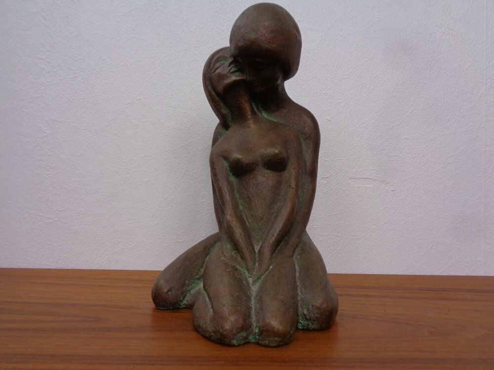 Handcrafted Stoneware Loving Couple Figure From Achatit Werkstätten, Germany, 1960s photo for sale