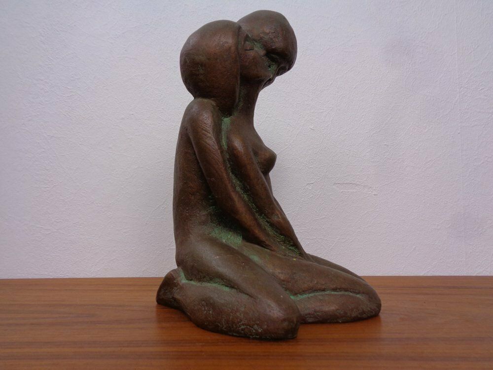 Handcrafted Stoneware Loving Couple Figure From Achatit Werkstätten, Germany, 1960s photo 283.0