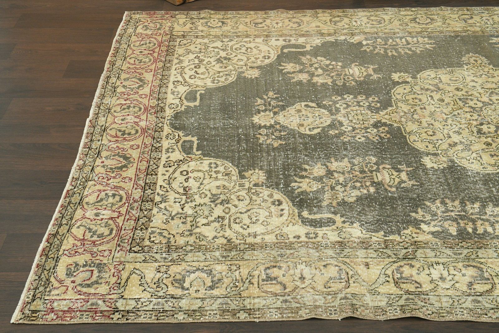 7x10 Green Beige Turkish Rug, Handmade Carpet, Bohemian Rug, Home Decor, Vintage Rug, Oushak Rug, Living Room Rug, 7x10 Rug, 6.9x10.4 Ft photo 953.0