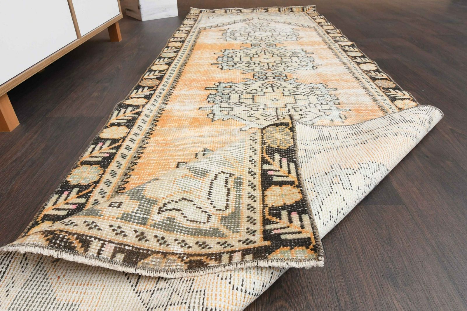 3.0x8.3 Ft Handmade Turkish Vintage Rug Runner, Oushak Runner Rug, Rug For Kitchen, Bedroom, Hallway, Entryway, Gift For New Home, Wedding photo furniture