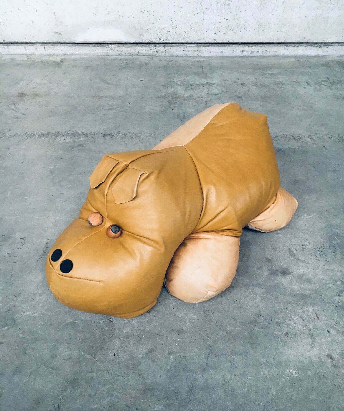 1970's Leather Hippo Hippopotamus Footstool Pouf photo for sale