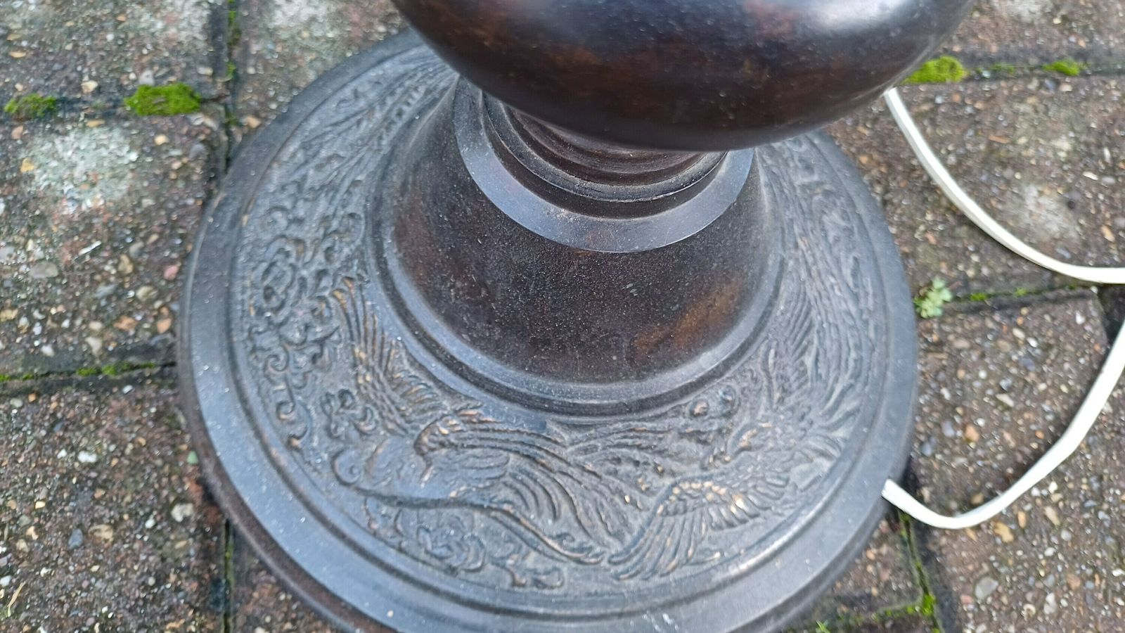 Loutstanding Unique Bronzed Effect Metal Standard Lamp. Intriguing Carved Effect Dragon And Bird Of Paradise Oriental. photo vintage