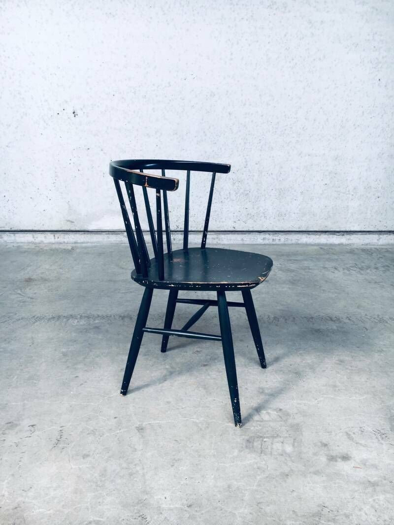 Midcentury Scandinavian Design Curved Spindle Back Side Chair, 1960's Denmark photo 350.0