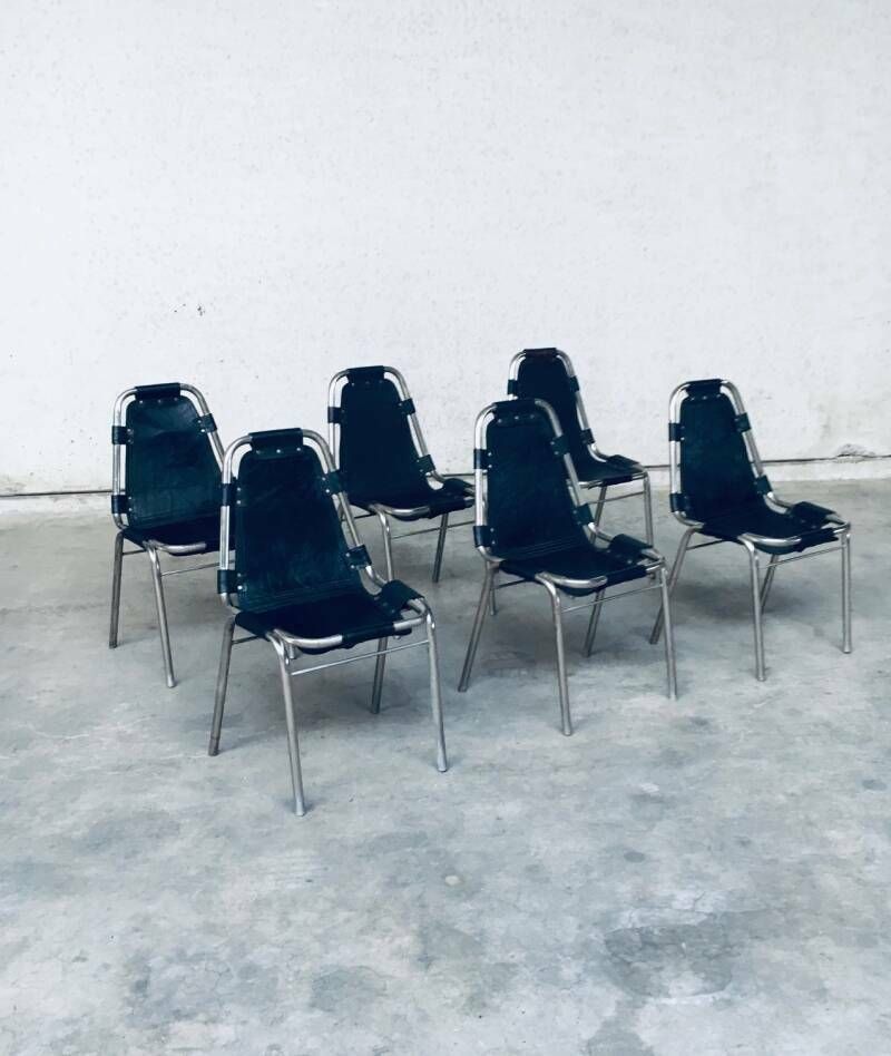 Industrieel Design Eetkamerstoelen Van Leer En Staal, Model "Les Arcs", Jaren 1980 photo furniture