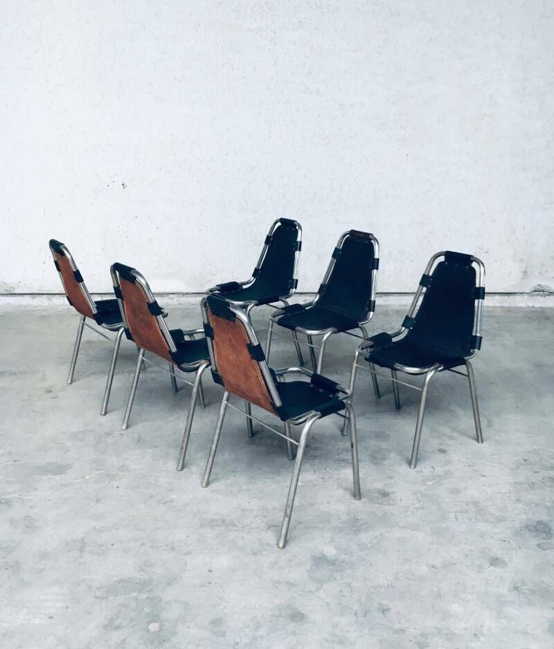 Industrieel Design Eetkamerstoelen Van Leer En Staal, Model "Les Arcs", Jaren 1980 photo 1350.0