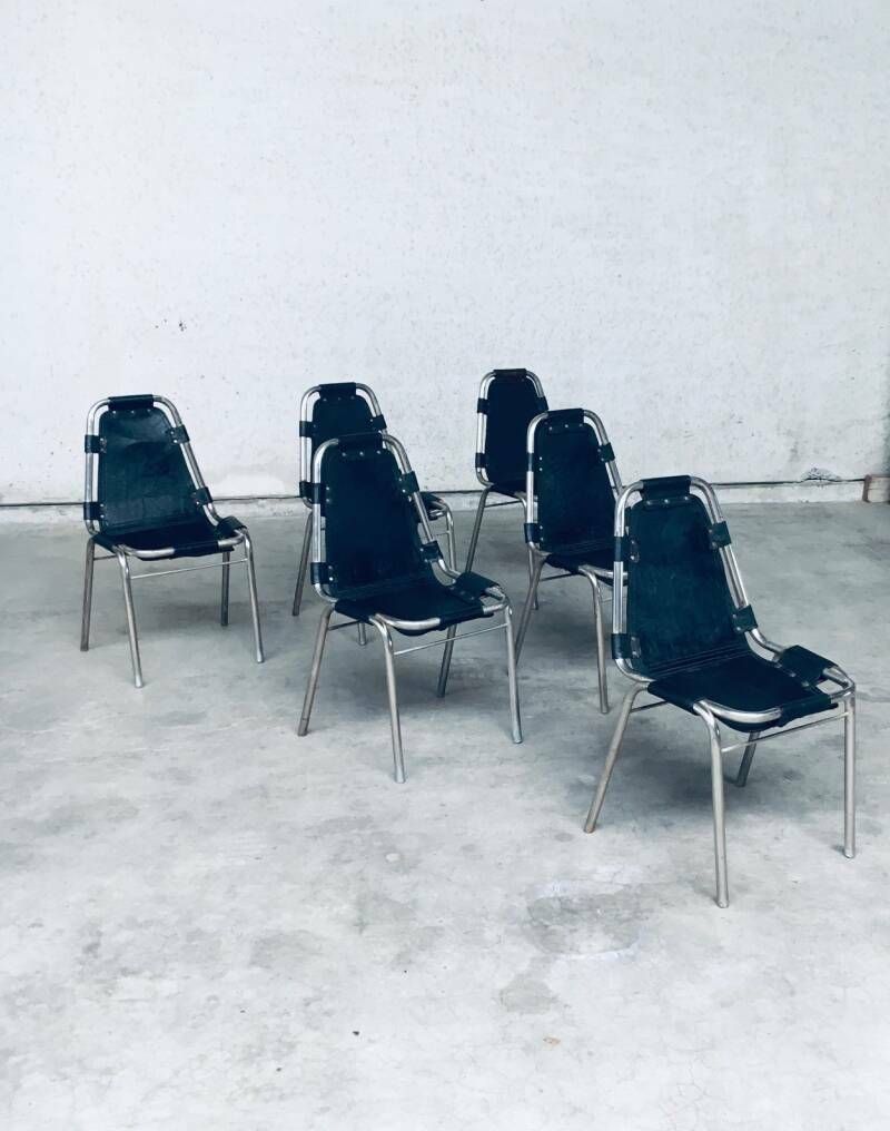 1350.0 Industrieel Design Eetkamerstoelen Van Leer En Staal, Model "Les Arcs", Jaren 1980 photo