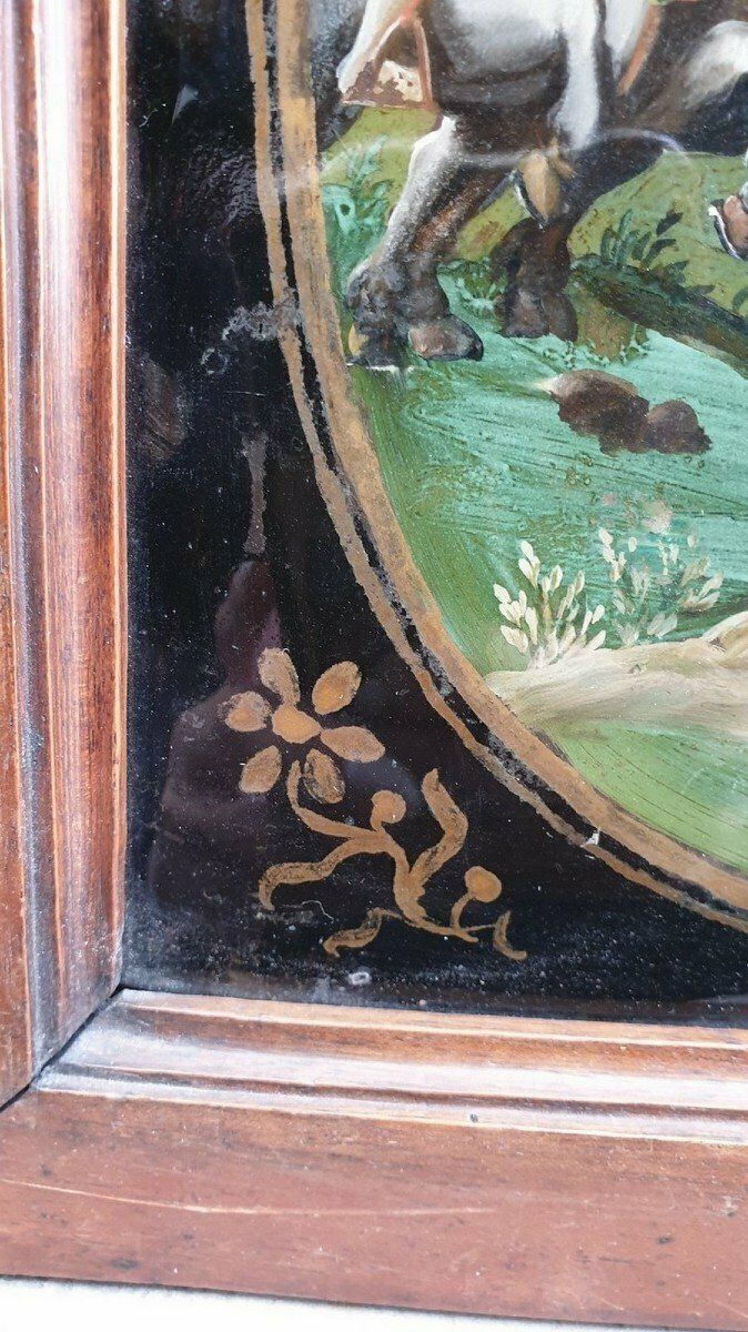 photo furniture The Buffalo Hunt, Fixed Under Glass, Indo Portuguese? 18th Century