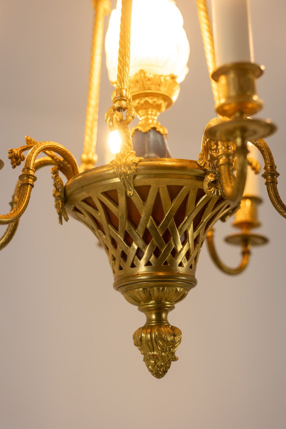 Louis XVI Style Chandelier In Gilded Bronze. Circa 1900. photo furniture