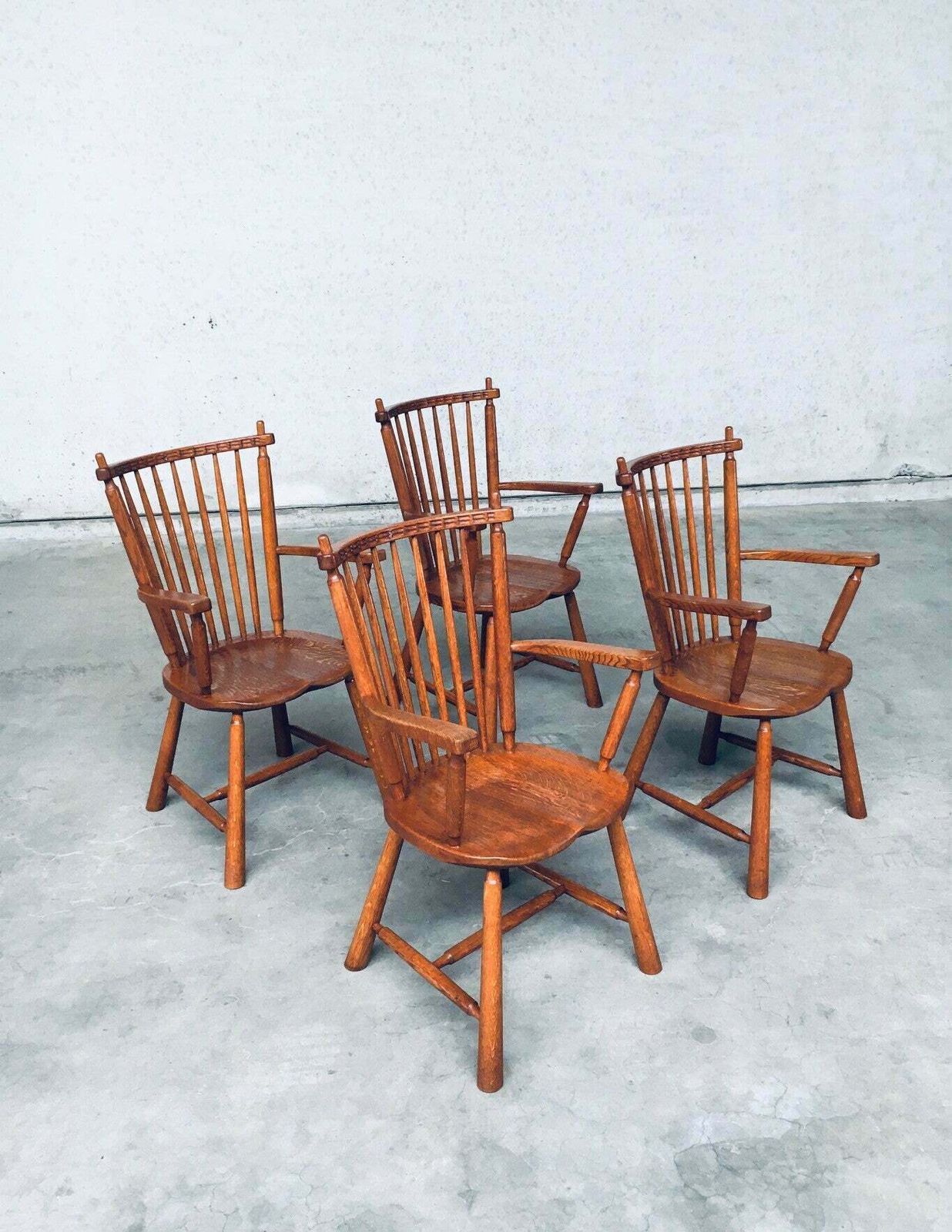 Dutch Design Oak Arm Chair Set By De Ster Gelderland, Netherlands 1960's photo vinterior