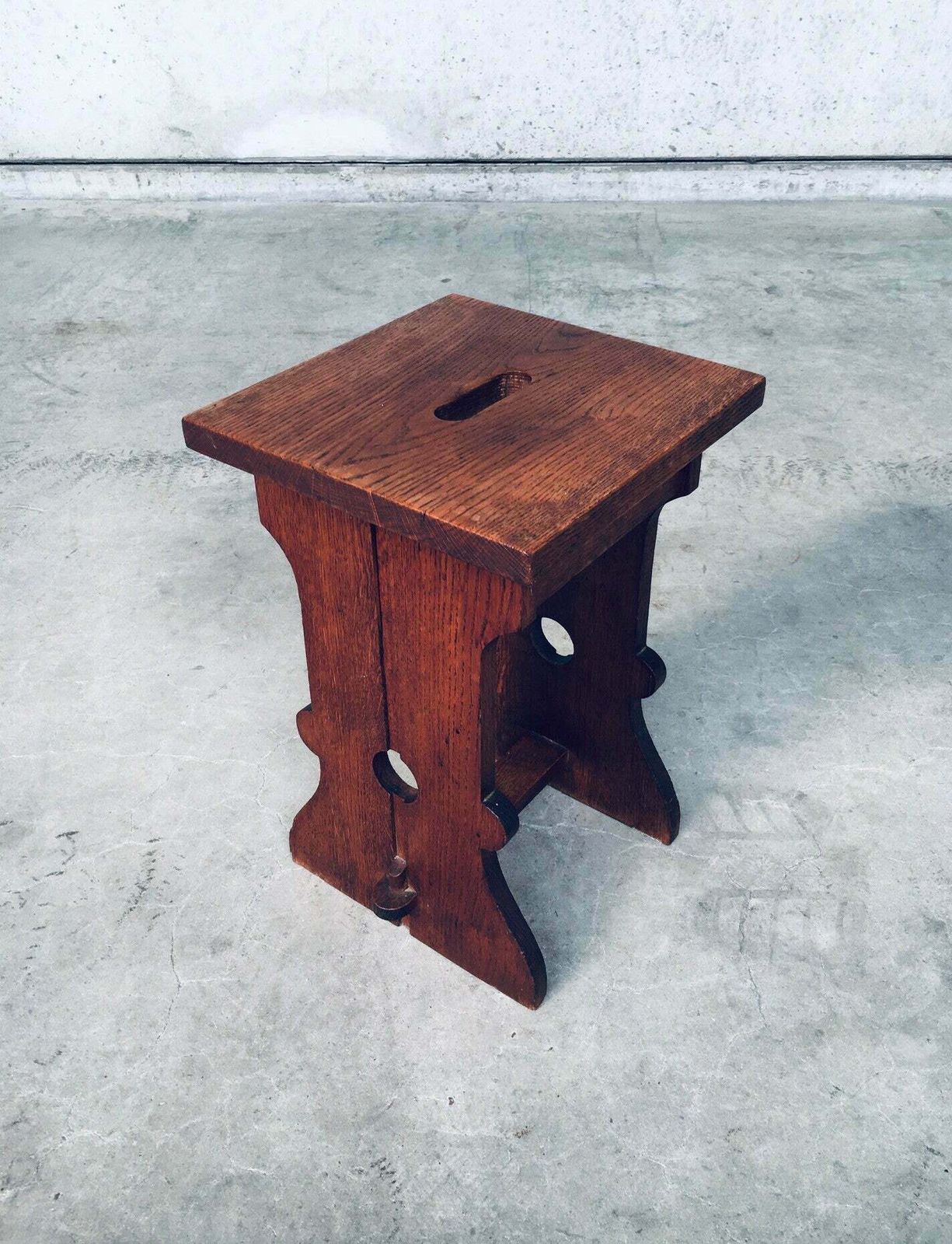 Amsterdamse School Design Eiken Kruk Met Handvat, Jaren 1920, Nederland photo for sale