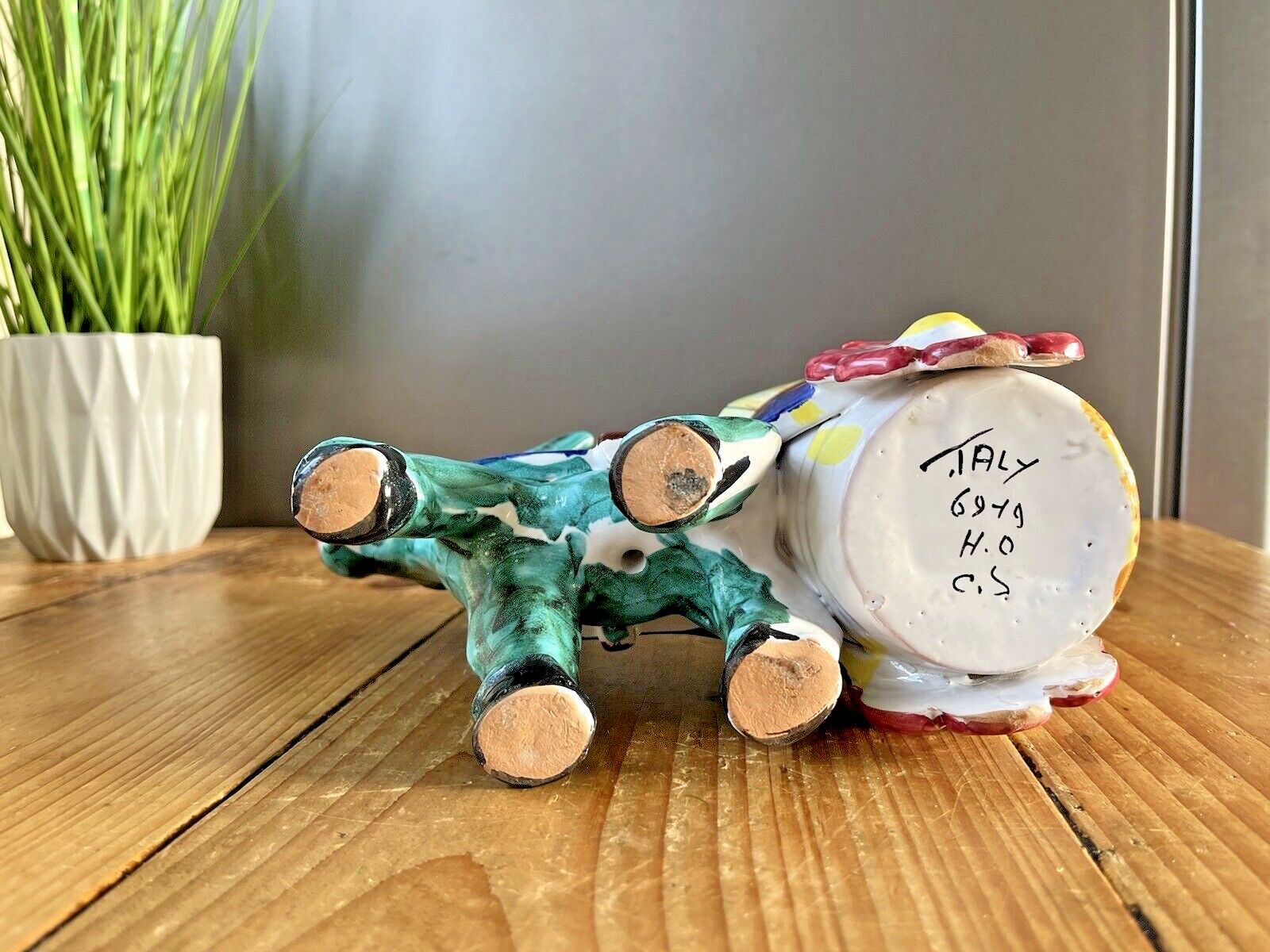 Large Mid Century 50's Italian Pottery Kitsch Donkey Cart Plant Pot Planter photo 50.0