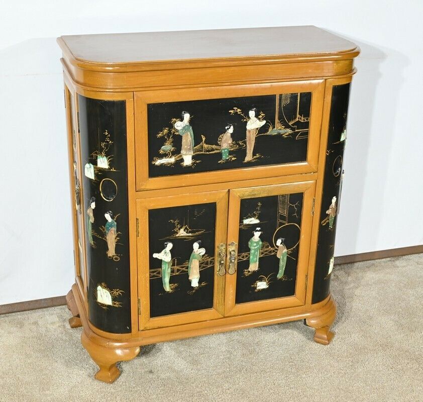 Asian Liquor Cabinet In Lacquered Wood, China – 1950 photo for sale