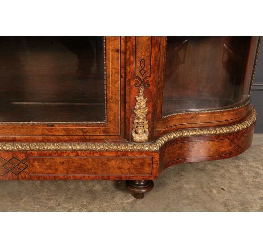 Impressive Burr Walnut Marquetry Inlaid Credenza Cabinet photo vintage