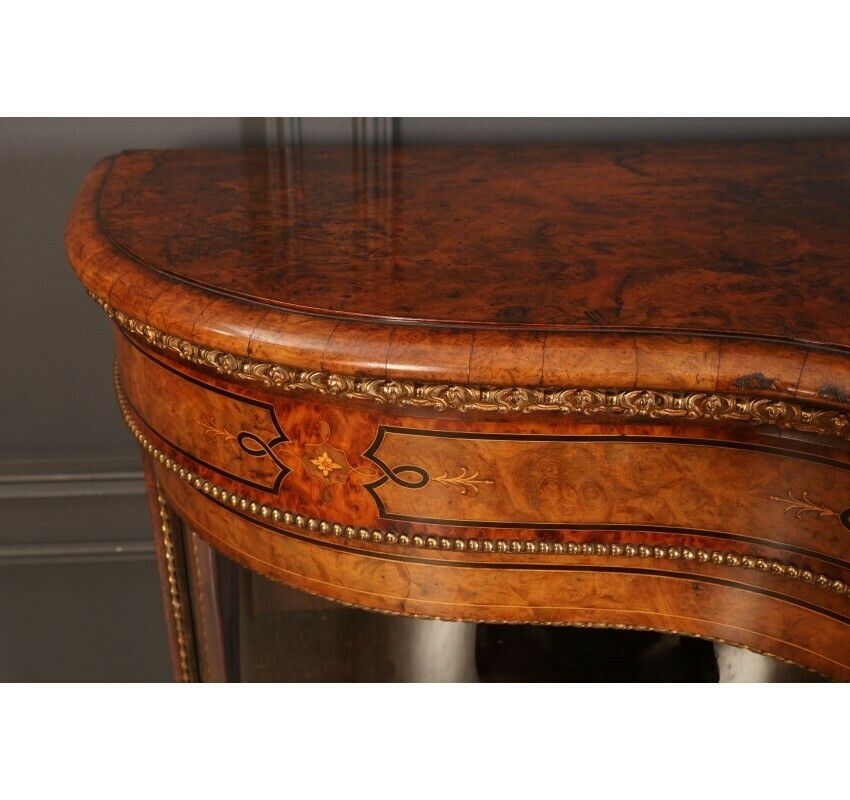 photo for sale Impressive Burr Walnut Marquetry Inlaid Credenza Cabinet