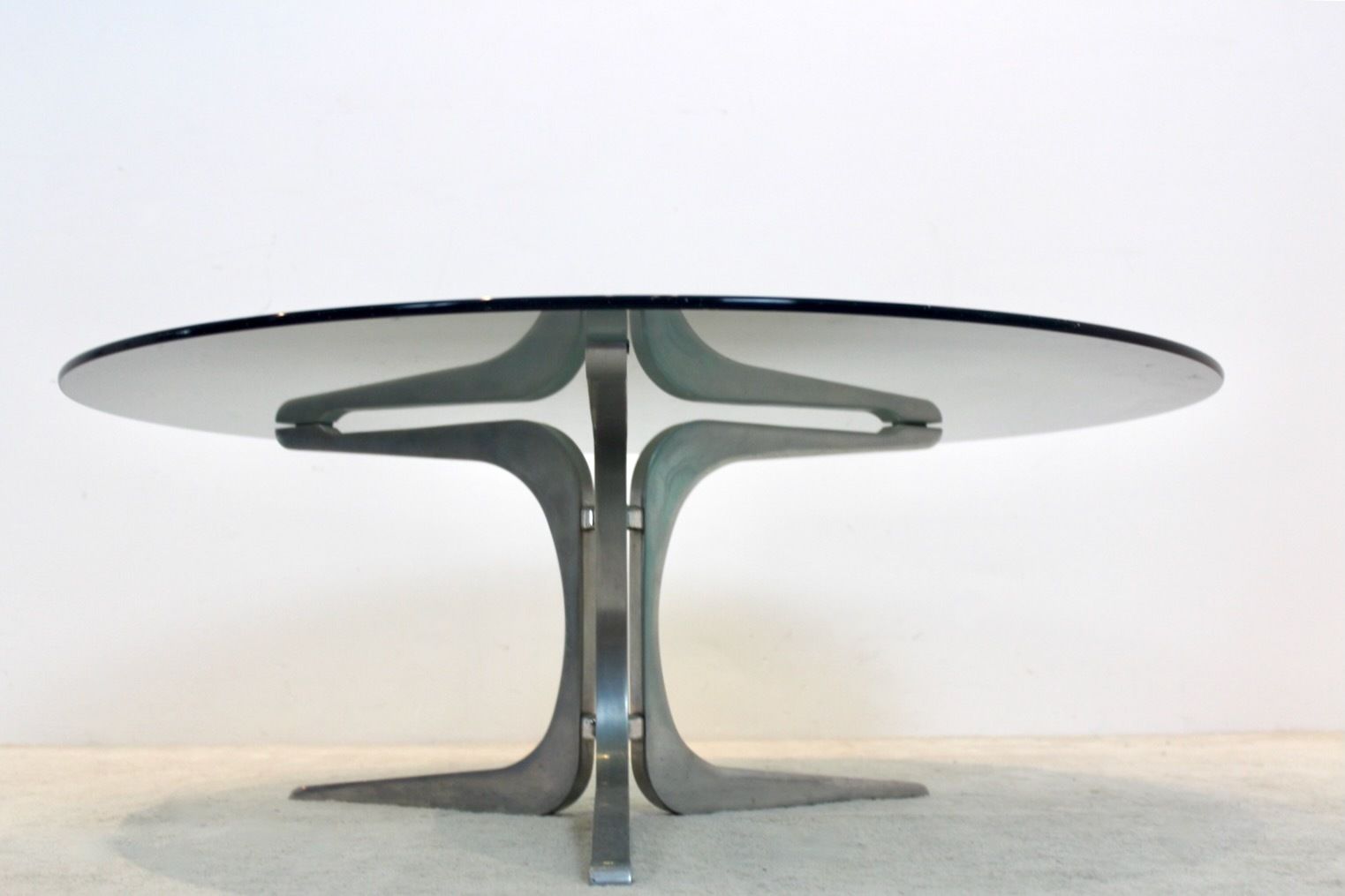 Artifort Smoked Glass And Aluminum Round Coffee Table photo buy