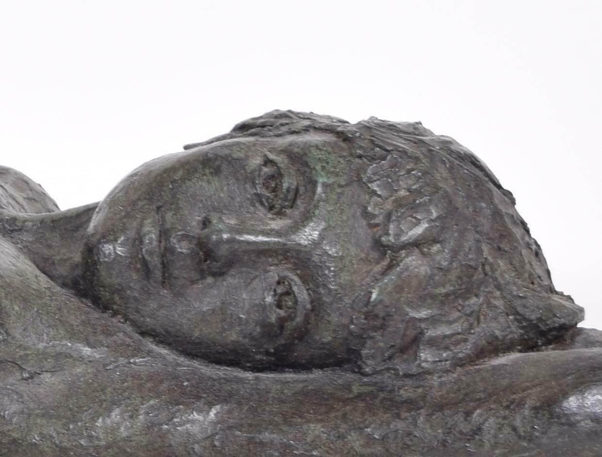 Unknown Reclining Nude Resin Bronze Sculpture Of A Girl photo furniture