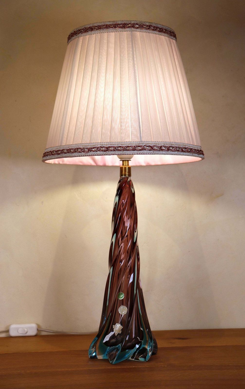 Italian Midcentury Vintage Venetian Crystal Table Lamp (St.159) photo 344.0