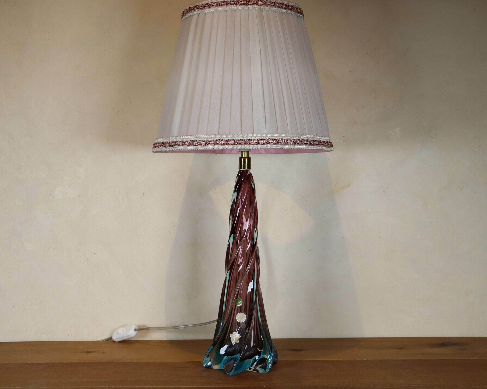 Italian Midcentury Vintage Venetian Crystal Table Lamp (St.159) photo vintage