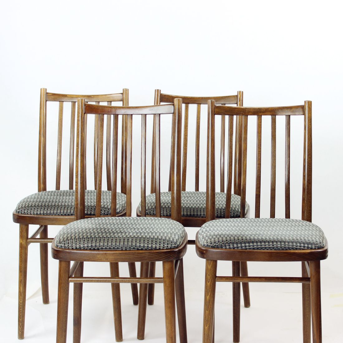 photo buy Set Of 4 Dining Chairs In Dark Oak By Ton, Czechoslovakia 1960s