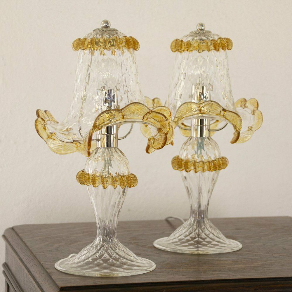 Italian Murano Glass Table Lamps, Early 21st Century, Set Of 2 photo furniture