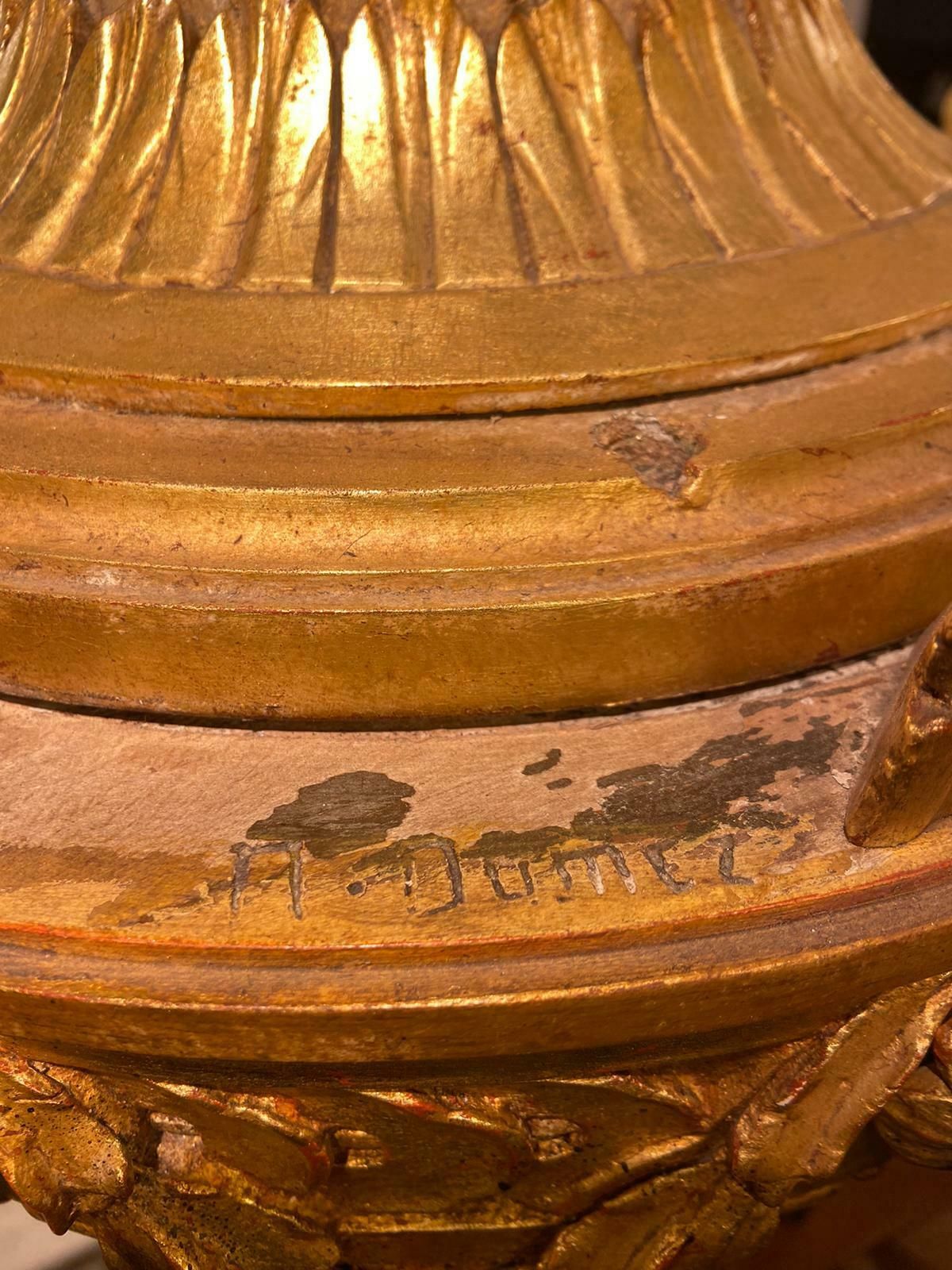 Dumez, Louis XVI Style Chandelier In Carved And Gilded Wood. 1950s. photo vinterior