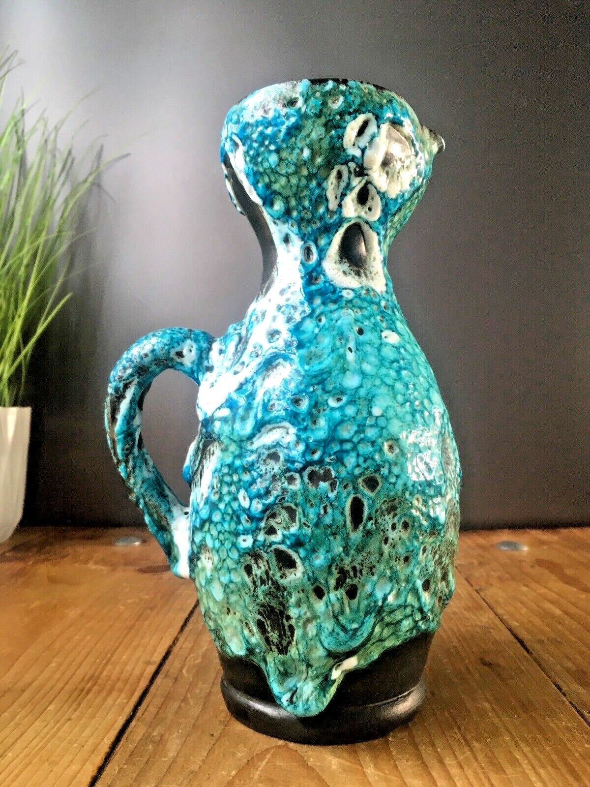 Spectacular Mid Century 60's Le Cyclope Annecy French Fat Lava Pottery Jug Mcm photo 100.0