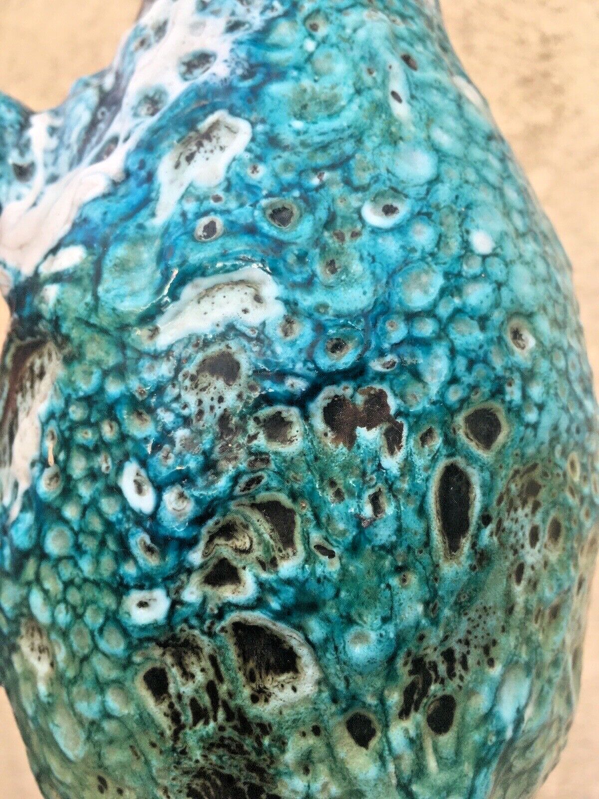 photo for sale Spectacular Mid Century 60's Le Cyclope Annecy French Fat Lava Pottery Jug Mcm