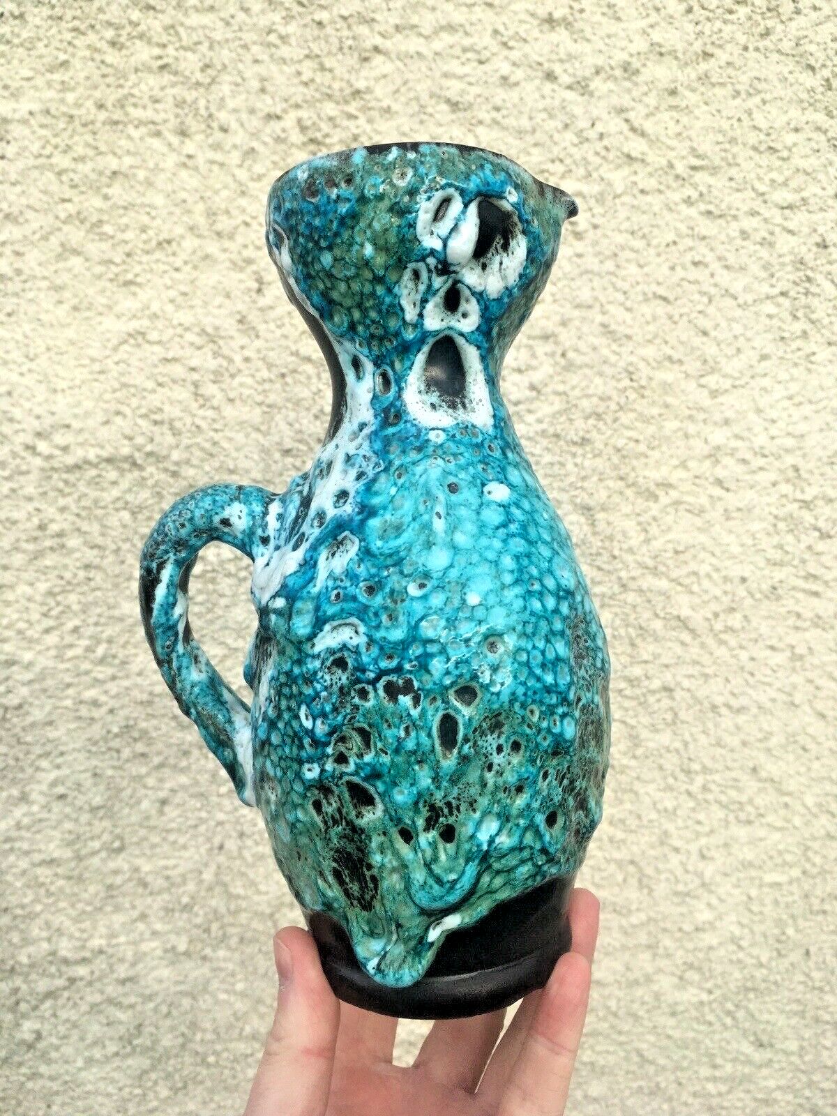 photo vinterior Spectacular Mid Century 60's Le Cyclope Annecy French Fat Lava Pottery Jug Mcm