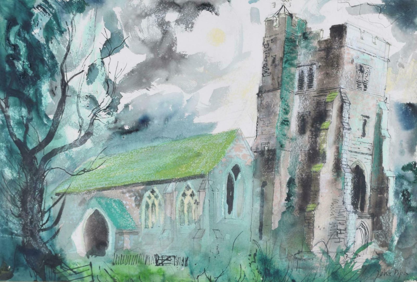 Newchurch, Romney Marsh Watercolour By John Piper