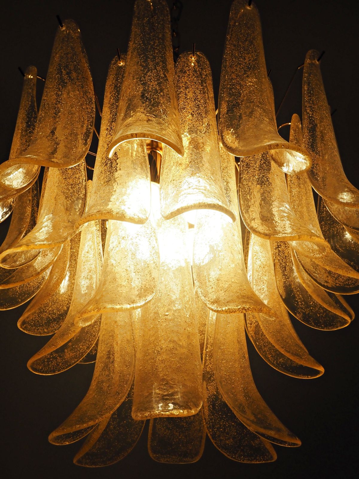 Italian Vintage Murano Chandelier   Mazzega   36 Gold Glass Petals photo buy