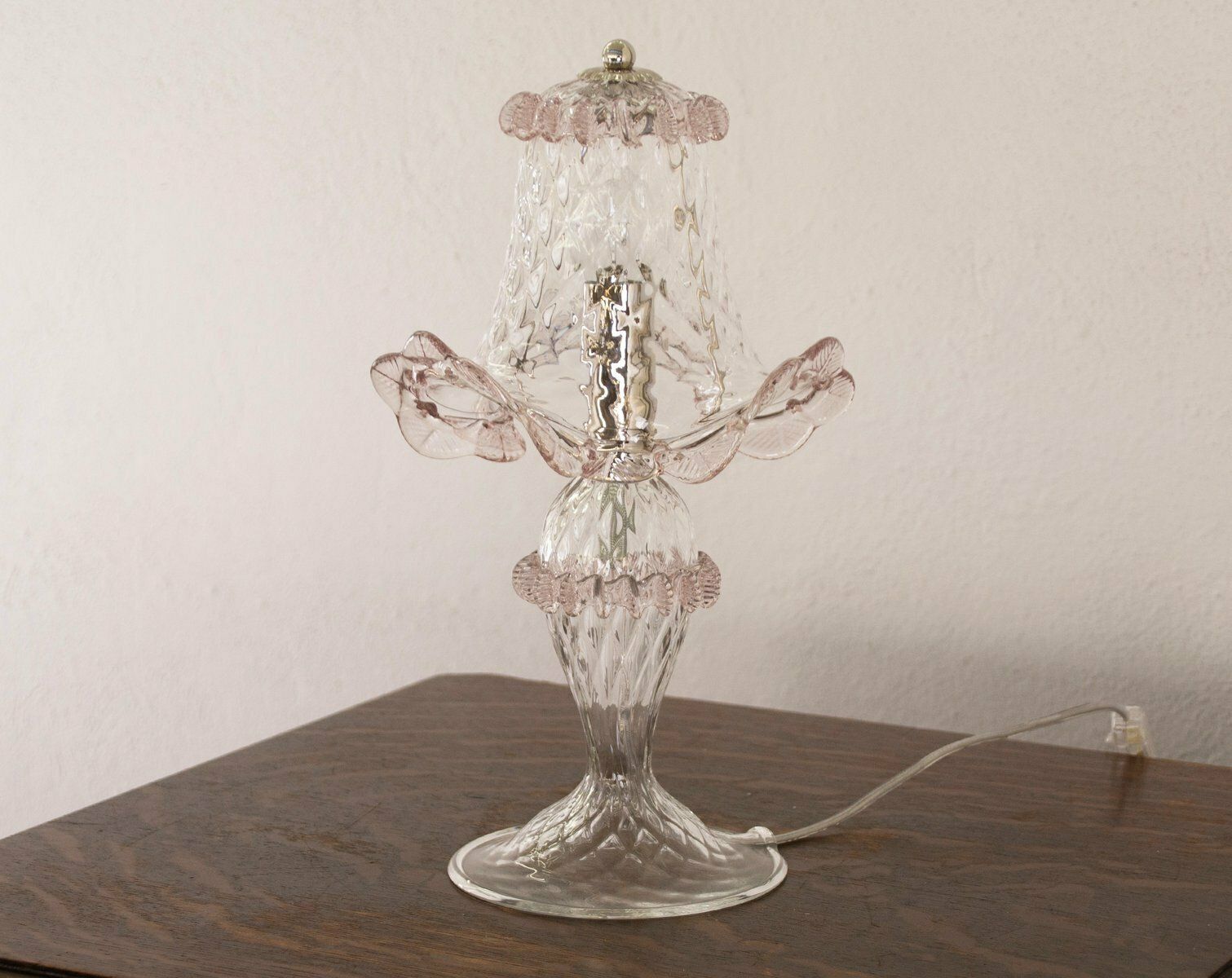 Italian Light Amethyst Murano Glass Table Lamps, 2000s, Set Of 2 photo vinterior