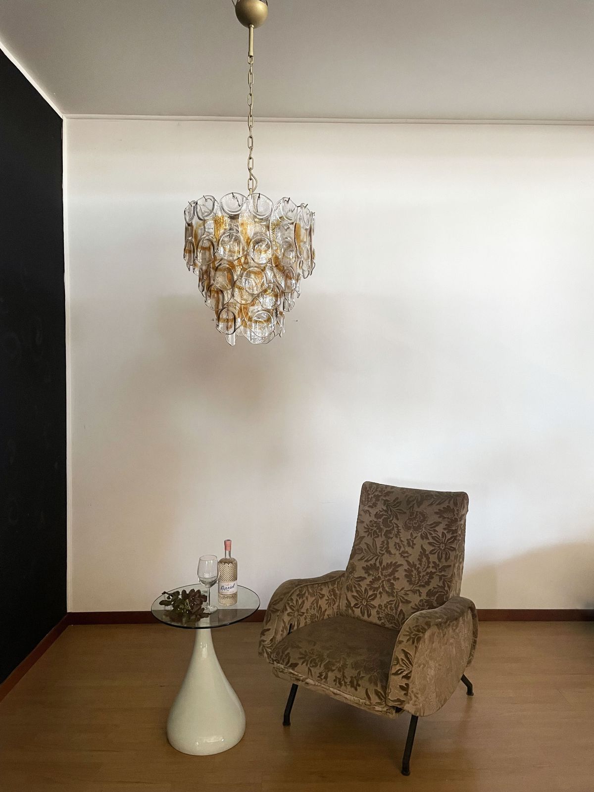 photo furniture Italian Vintage Murano Chandelier   Mazzega   41 "Crostoli" Amber Glass