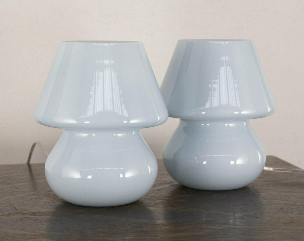 Italian Murano Glass Mushroom Lamps, 1990s, Set Of 2 photo furniture