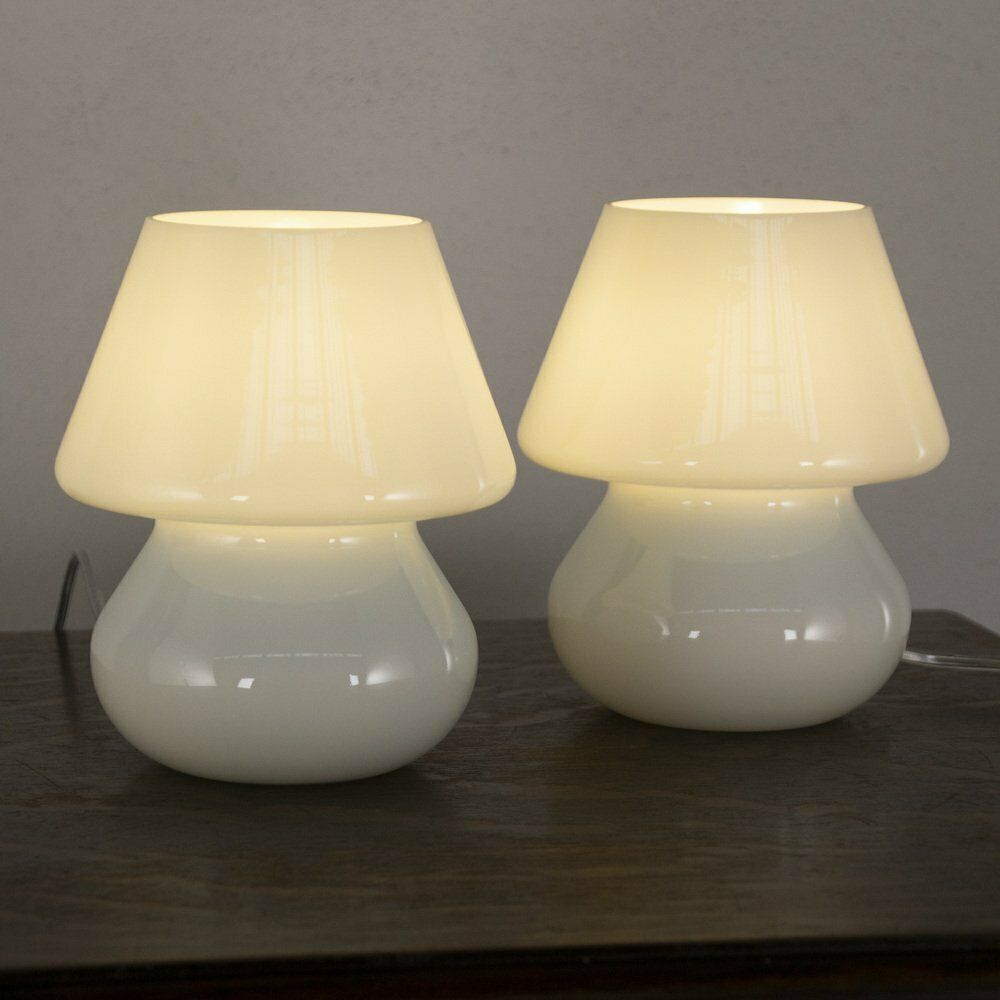 Italian Murano Glass Mushroom Lamps, 1990s, Set Of 2 photo for sale