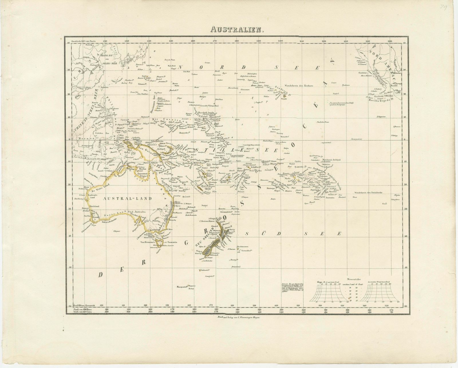 Title: Mid 19th Century Map Of Australasia By Carl Flemming   1855 photo furniture