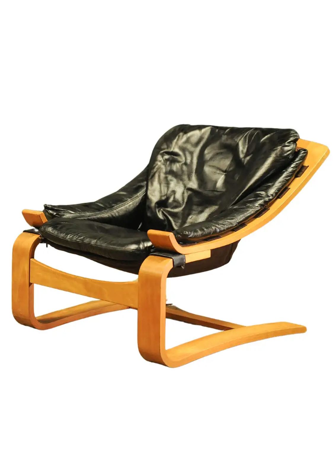 Kroken Buffalo Leather Lounge Bentwood Chair By åke Fribytter For Nelo Sweden 1970s Ol photo for sale